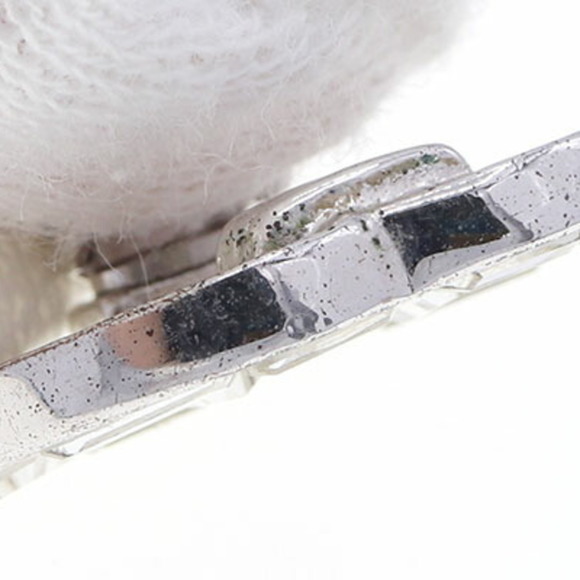 Chanel Earrings Coco Mark Silver Clear Metal Rhinestone 01P 2001 Model Ladies... - Picture 5 of 8